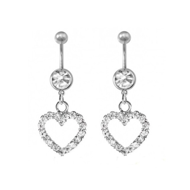 Piercing za popek, srček beli