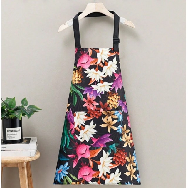 Kuhinjski predpasnik s tropskim cvetličnim potiskom 2 barvi 