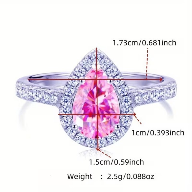 Prilagodljiv odprt prstan z modrim sintetičnim cirkonijem 