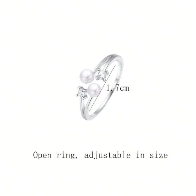 Čudovit nastavljiv prstan s perlico 