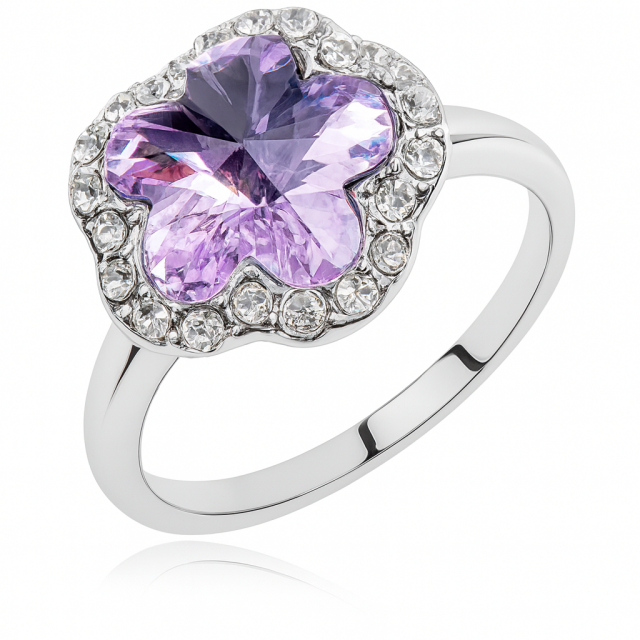 Čudovit eleganten prstan z vijola rožo 