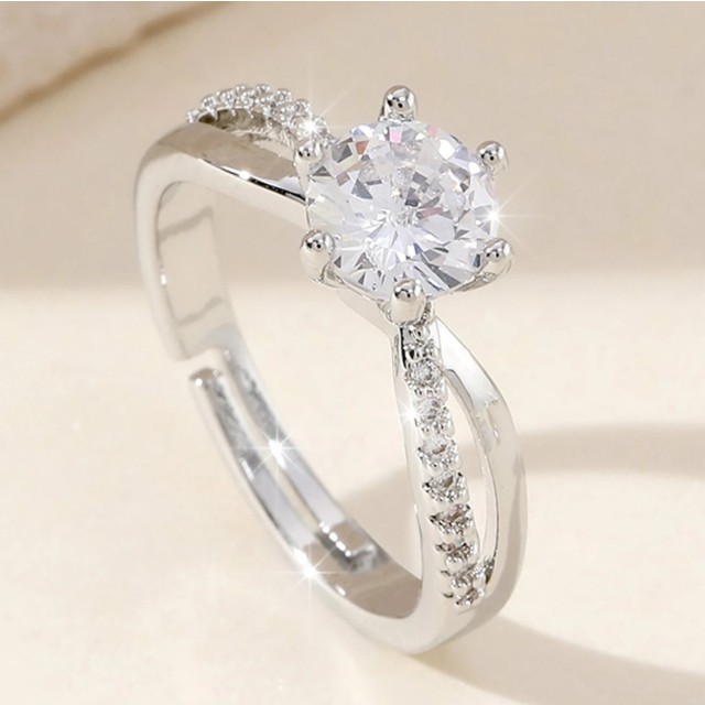 Nastavljiv prstan s cirkoni srebrn