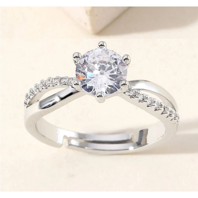 Nastavljiv prstan s cirkoni srebrn