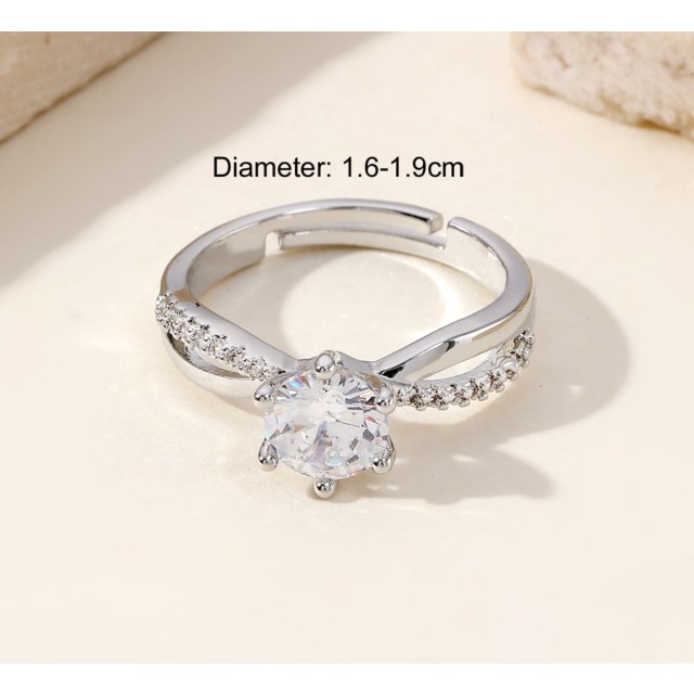 Nastavljiv prstan s cirkoni srebrn