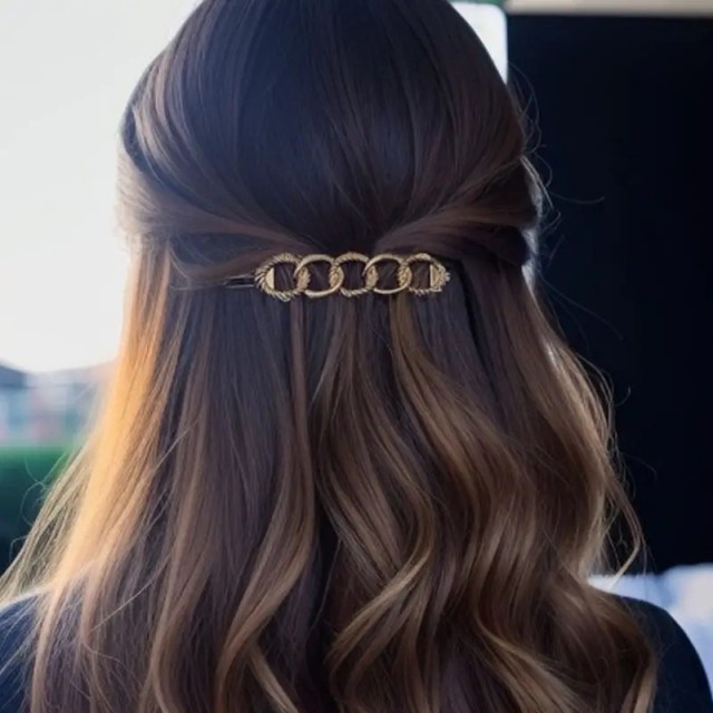 Retro kovinska sponka s krogeci, zlate barve