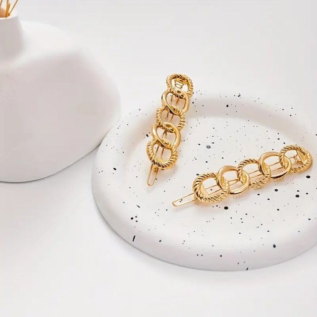 Retro kovinska sponka s krogeci, zlate barve