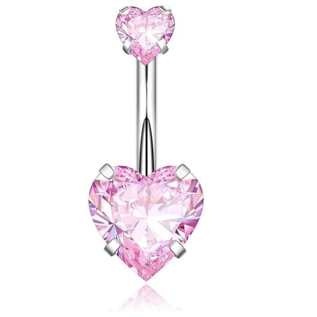 Čudovit piercing za popek s polnim srcem 2 barvi