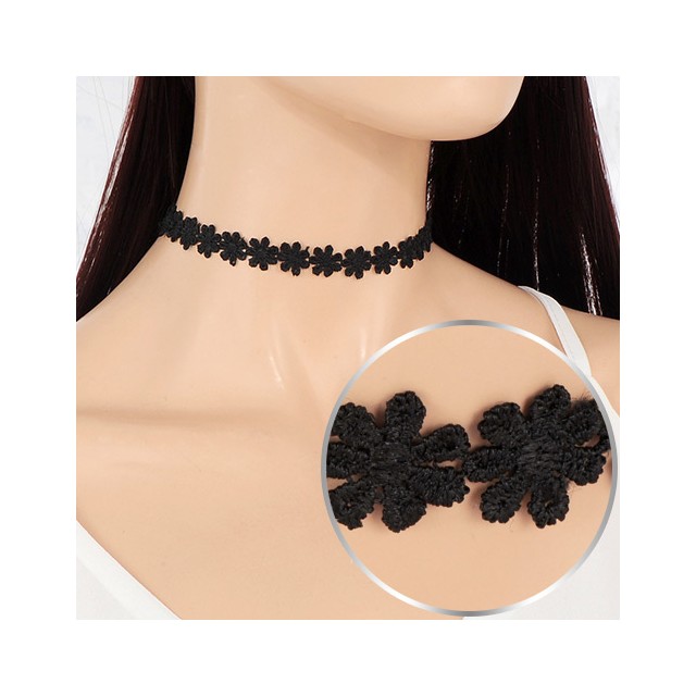 Choker verižica z rožico črna