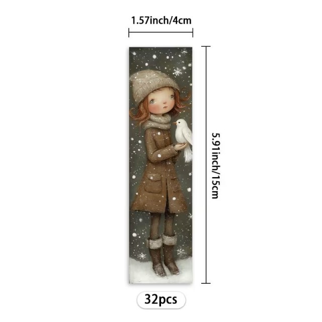 Komplet 32 rustikalnih zimskih knjižnih kazal