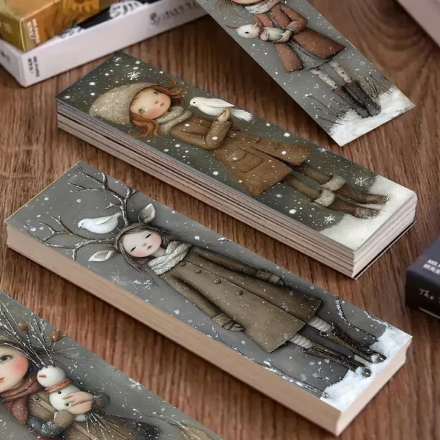 Komplet 32 rustikalnih zimskih knjižnih kazal