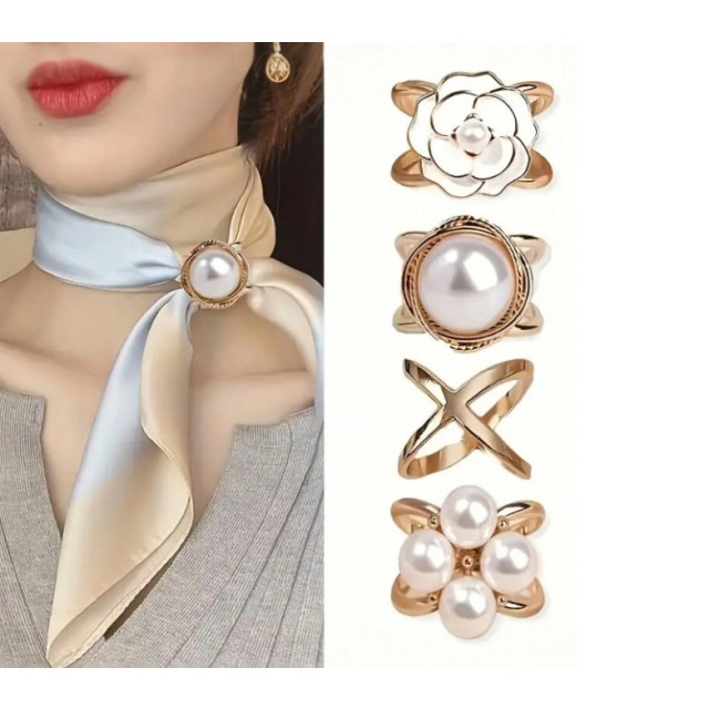 Komplet 4 kosov zlatih sponk za šal ali rutko