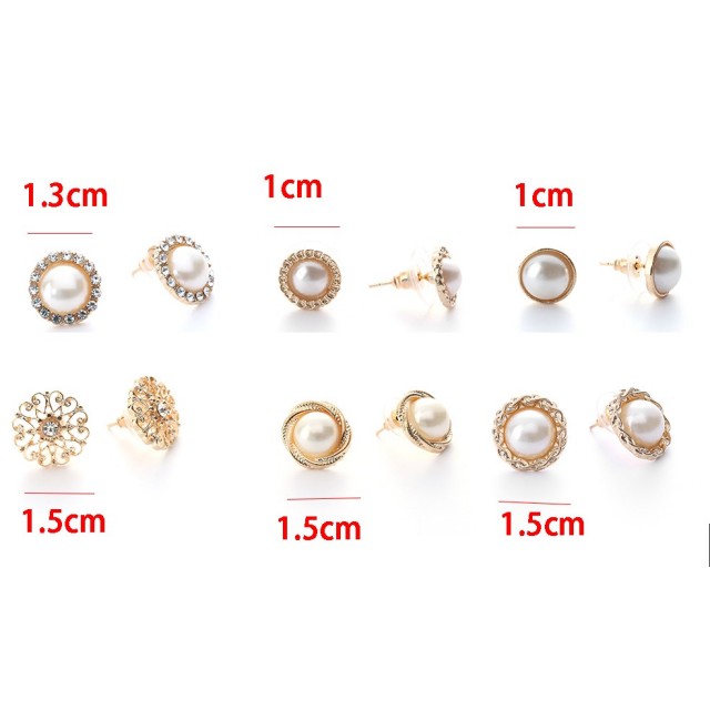 Komplet 6 parov uhančkov v zlati barvi