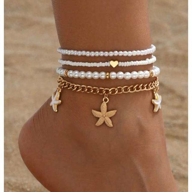 4 delni komplet poletnih zapestnic za nogo 