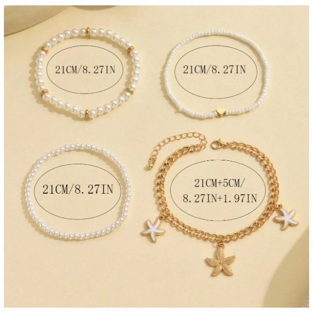 4 delni komplet poletnih zapestnic za nogo 