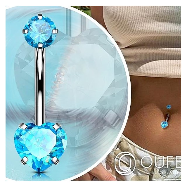 Čudovit piercing za popek s polnim srcem 2 barvi