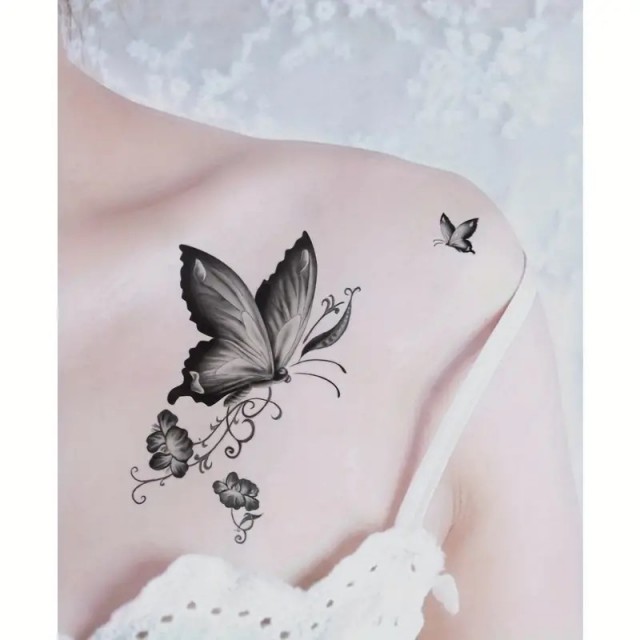 Tatu nalepka začasna z metulji