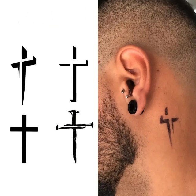 Komplet moških tatu nalepk s križem