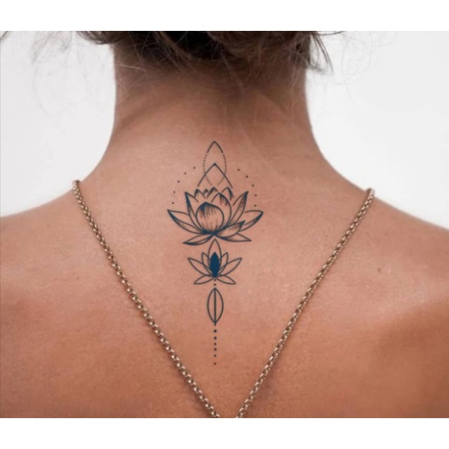 Minimalistične začasne tetovaže Lotus – komplet 4 motivov
