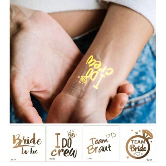 Komplet 20 začasnih zlatih tatujev za dekliščino in poroko 