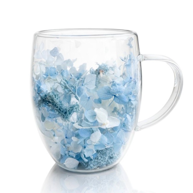 Termo kozarec s cvetjem v notranjosti – hortenzija in modri mah, 300 ml
