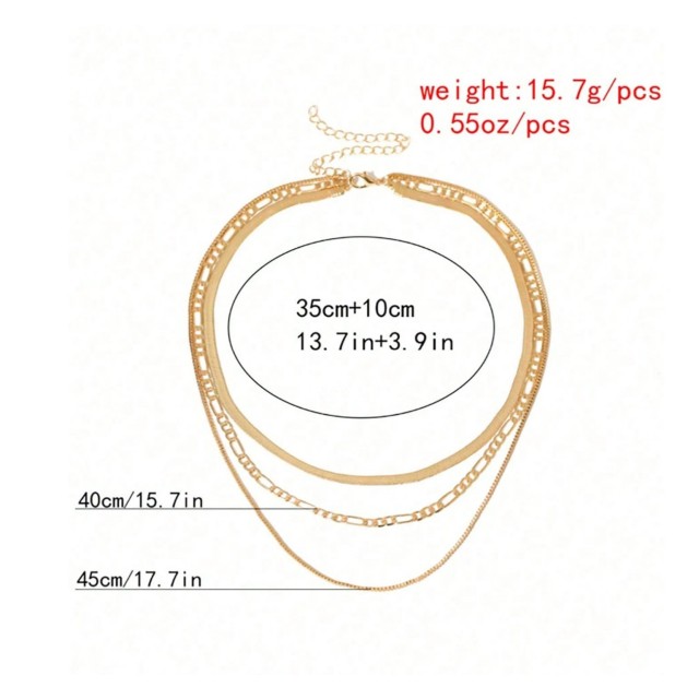 Tridelna ogrlica v zlati barvi