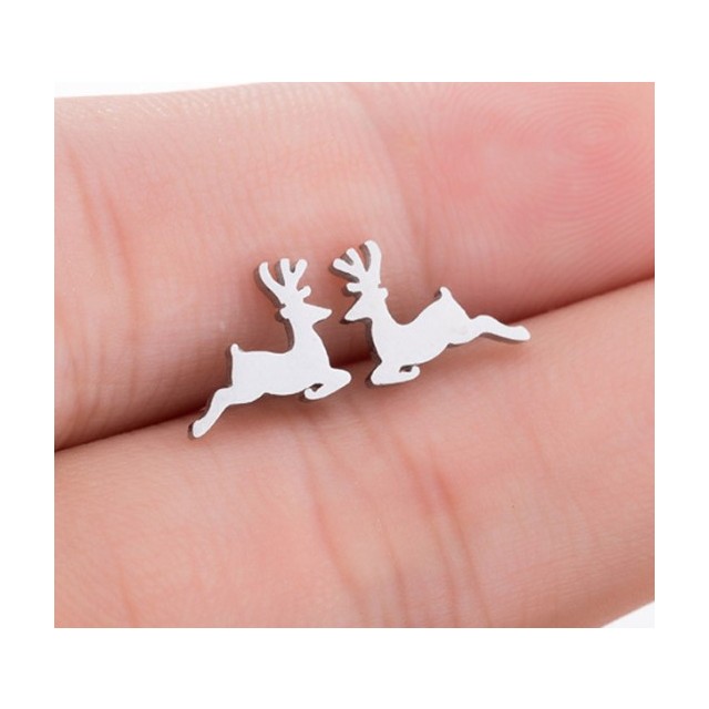 Uhani v srebrni barvi, jelenček