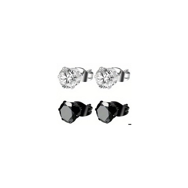 Uhani vtični iz nerjavečega jekla 2 barvi s kristalom