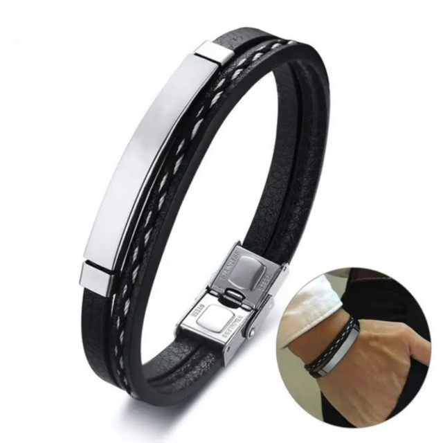 Trendovska moška zapestnica iz usnja v 2 barvah