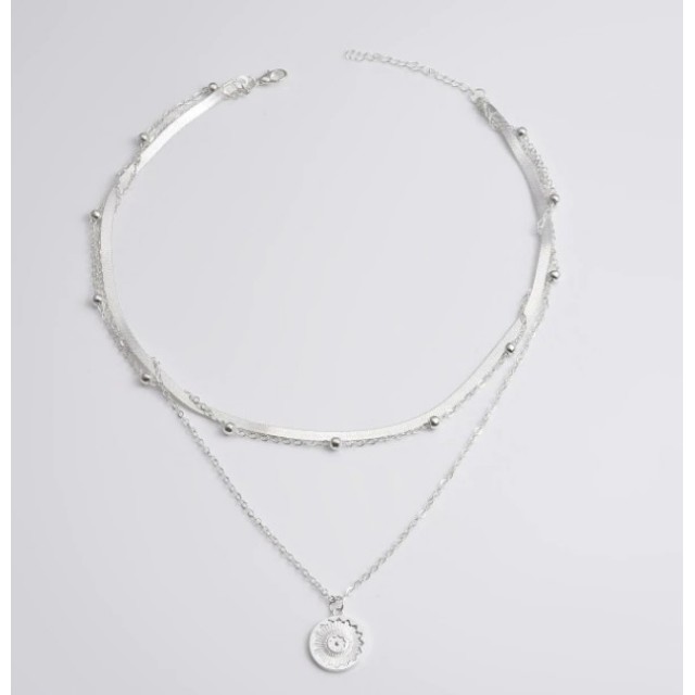 Verižica večdelna srebrna, sonček 2 barvi