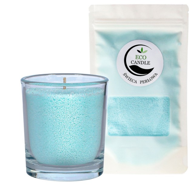 Svetlo moder vosek v perlicah za sveče brez taljenja