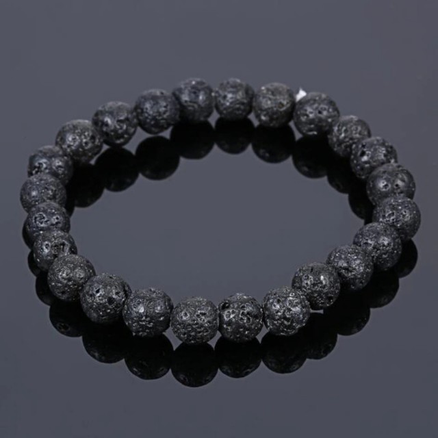 Zapestnica iz vulkanskih kamnov, črne barve