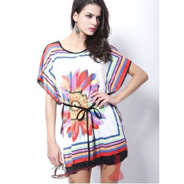 Tunika potisk sončnice bela- u11