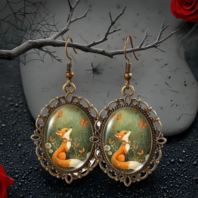 Prisrčni vintage uhani z lisičko