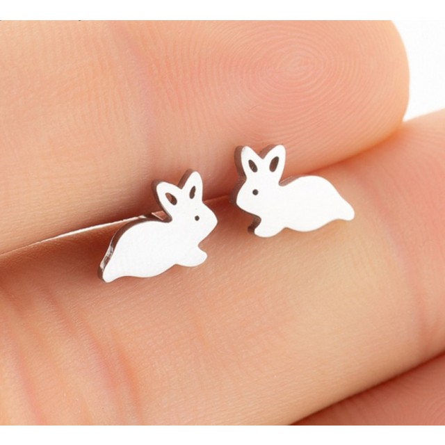 Manjši vtični uhani iz nerjavečega jekla, ZAJČEK