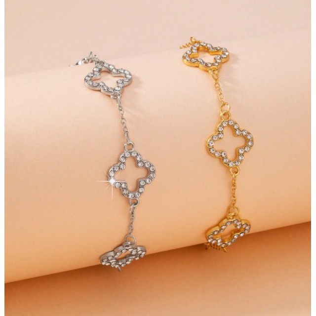 Elegantna zapestnica s kristalnimi motivi srebrna barva