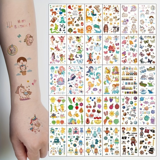 Komplet 30 začasnih tattoo nalepk za otroke