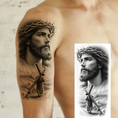 Začasna tattoo nalepka Jezusov krščanski križ