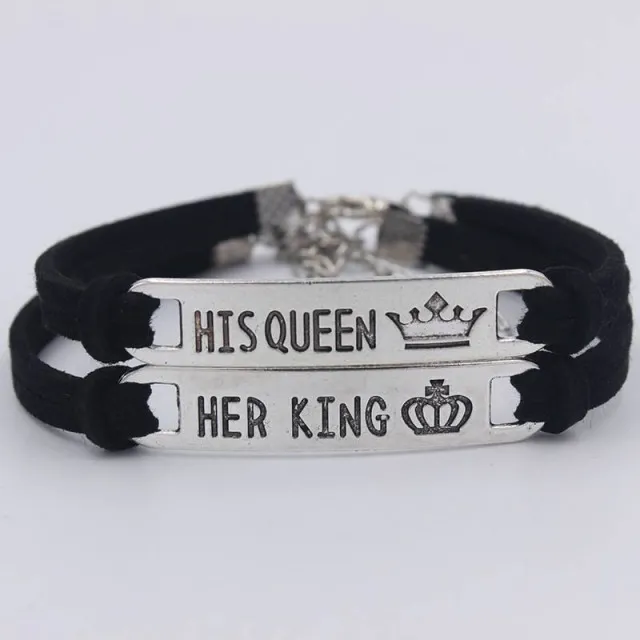 Komplet 2 zapestnic, HER KING HIS QUEEN