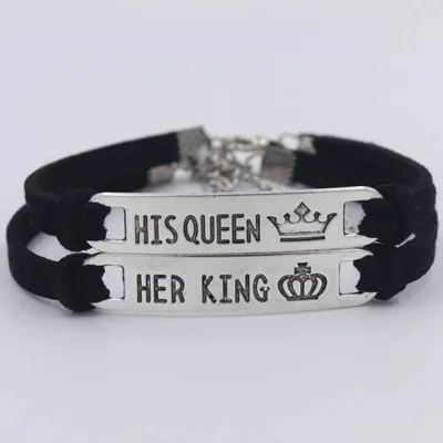Komplet 2 zapestnic, HER KING HIS QUEEN