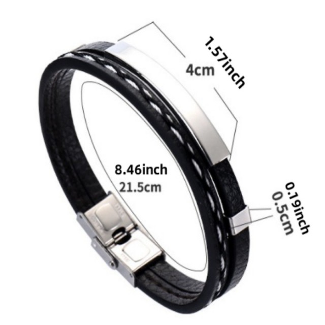Elegantna personalizirana moška zapestnica z gravuro po želji v 2 barvah