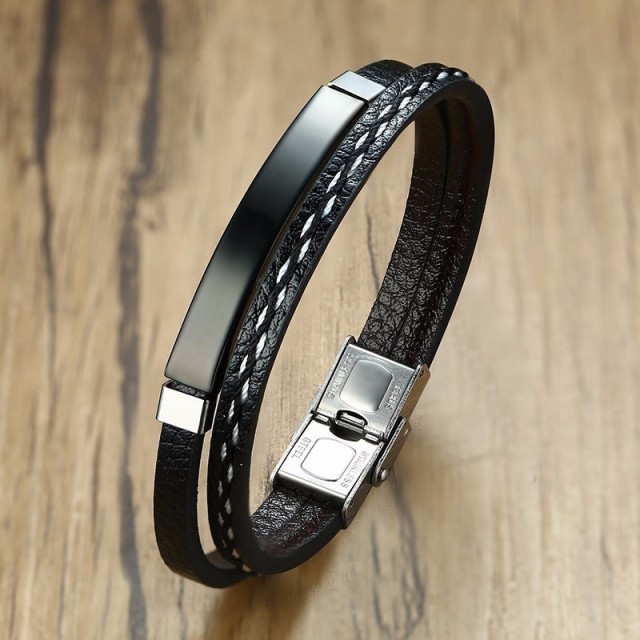 Elegantna personalizirana moška zapestnica z gravuro po želji v 2 barvah