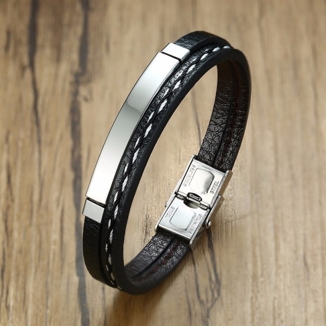 Elegantna personalizirana moška zapestnica z gravuro po želji v 2 barvah