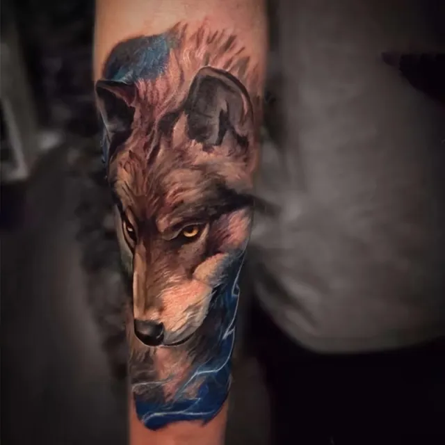 Vodoodporna moška tatu nalepka z motivom volka