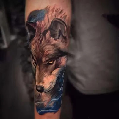 Vodoodporna moška tatu nalepka z motivom volka