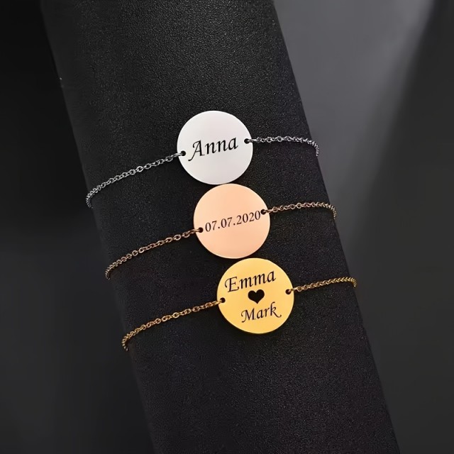 Personalizana zapestnica z okroglim obeskom 316L nerjaveče jeklo 