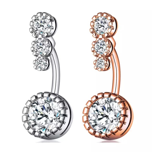 Piercing za popek, srebrn ali rose 