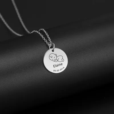 Personalizirana ogrlica nerjaveče jeklo 316 L z gravuro dojenčka