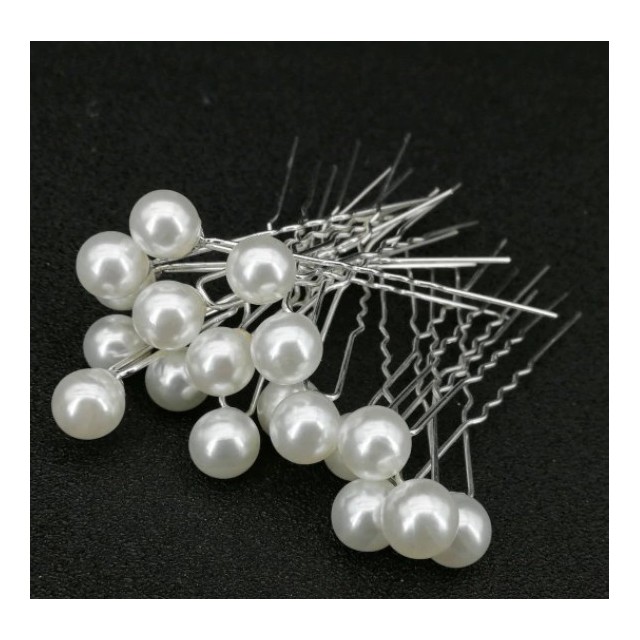 Komplet 20 lasnic z belimi perlicami