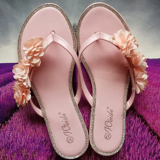 Natikači z roza rožicami PM425 PINK 