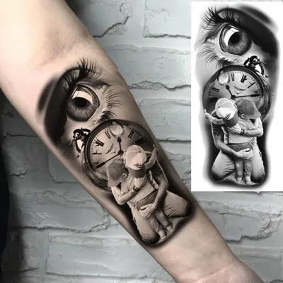 Začasna tattoo nalepka z družino in ženskim očesom